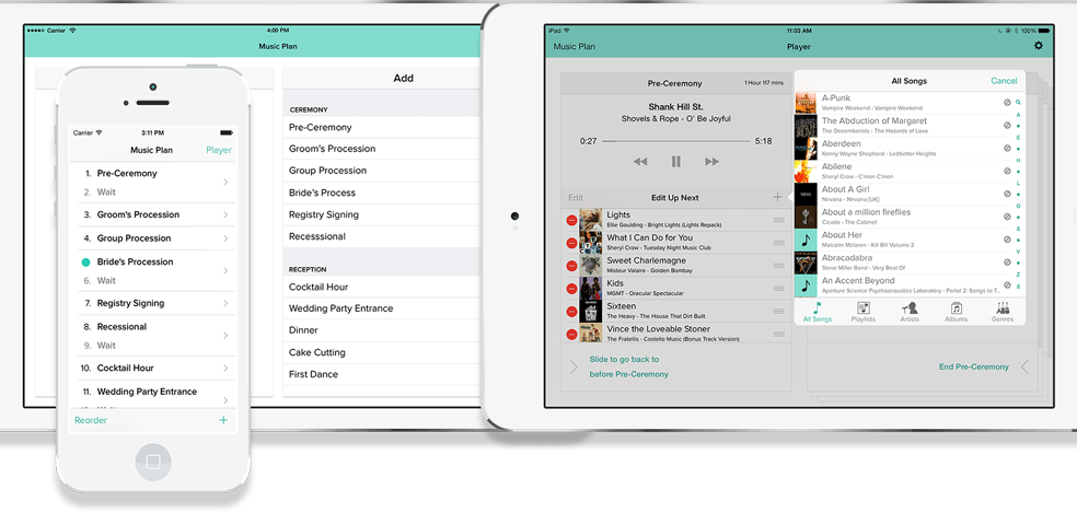 The app suggest steps for you take throughout your wedding day